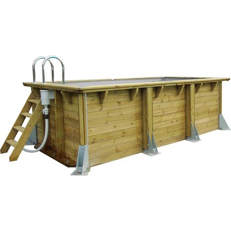 Piscine bois Azura 4,50 x 2,50 x 1,26 m - Liner beige - Ubbink (1/5)