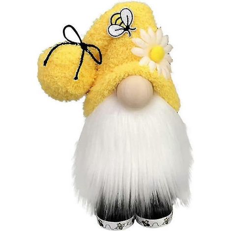 Décoration de gnome en peluche, abeille bourdon sans visage, elfe, gnome, ornements, nain, fée, décoration de bureau printanière pour la maison de campagne, jaune, 1 pièce (1/5)