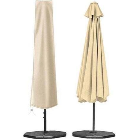 Couverture de Parasol,Housse de Parasol Double Couche Imperméable Anti-UV Robuste en Tissu Oxford 210D Housse Protection pour Parasol avec Fermeture à glissière (190×30×50cm,Beige) GrooFoo (1/4)