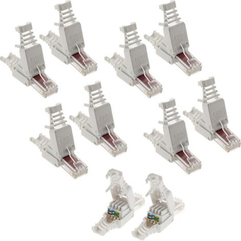 Lot de 100 fiches RJ45 CAT 6 sans outil – Connexions Ethernet stables – Montage rapide sans outil – Idéal pour
