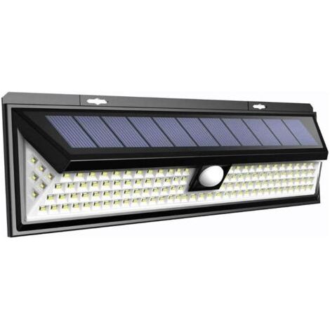 Lampe solaire d'extérieur 180 LED – Détecteur de mouvement – IP65 – Aluminium sablé et PC ignifuge – Éclairage continu 365 jours (1/4)