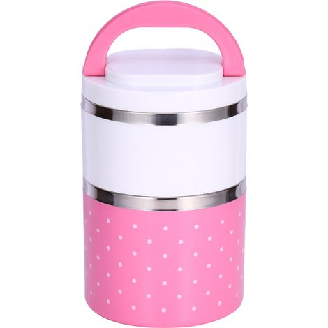 Boîte À Lunch Isotherme - Acier Inoxydable Double Paroi - 2 Compartiments - 930 Ml - Rose (1/5)