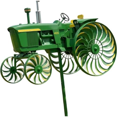 Vintage Tractor Wind Spinner, Estaca de molino de viento para decoración al aire libre del patio del jardín, Esculturas de jardín con rueda giratoria, Regalo único para el patio (1/5)