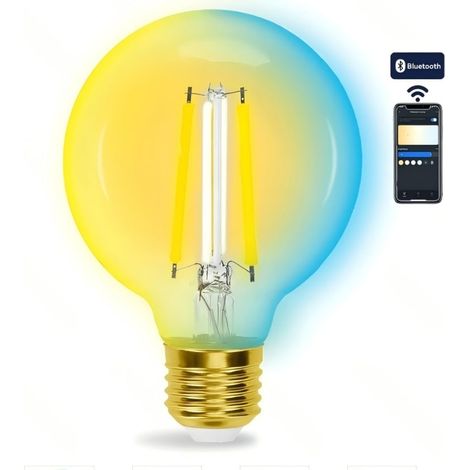 Aigostar Ampoule Filament Vintage G80 E27 6W CCT Ajustable Verre Dégradé Style Loft Industriel