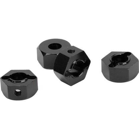 4 Adaptateurs de Moyeu Hexagonaux 12mm en Alliage d'Aluminium Haute Précision pour Transmission de Voiture RC 1/10, Noirs (1/5)