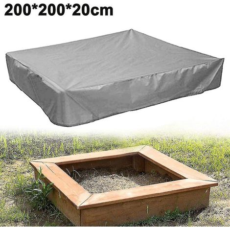 Wasserdichte Sandkastenabdeckung, Sandkastenabdeckung, Spielzeug-Sandkastenabdeckung – 200 x 200 x 20 cm – Grau