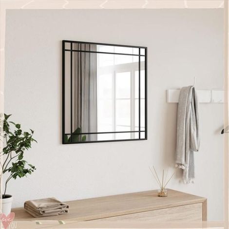 Miroir mural - VINGVO - 358634 - Noir - 50 x 50 cm - Cadre métal (1/5)
