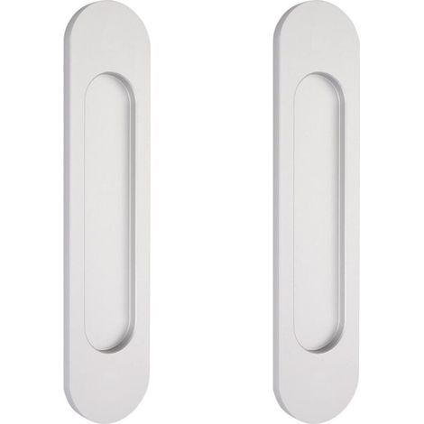 2 poignées de porte coulissantes ovales argentées de 15 cm autocollantes, poignées de porte affleurantes en aluminium, pour portes de grange coulissantes, fenêtres et placards sans perçage (1/4)