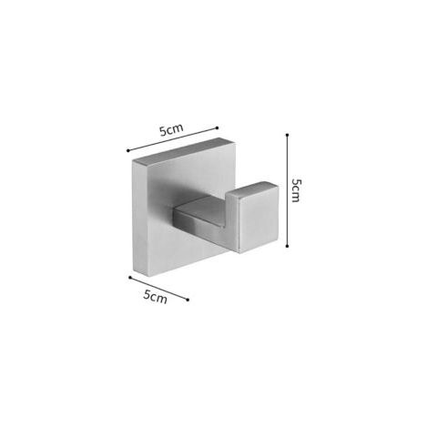 Gancio quadrato da parete per bagno, cucina, garage, robusto acciaio inox Sus 304, nichel spazzolato, 2 pezzi - Crezuo