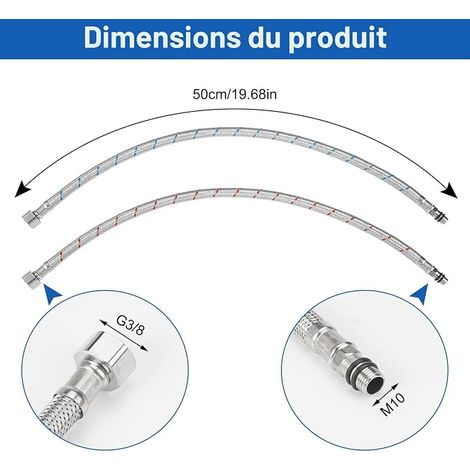 Flexible Connecting Hoses G3/8 x M10 Taps (1/4)
