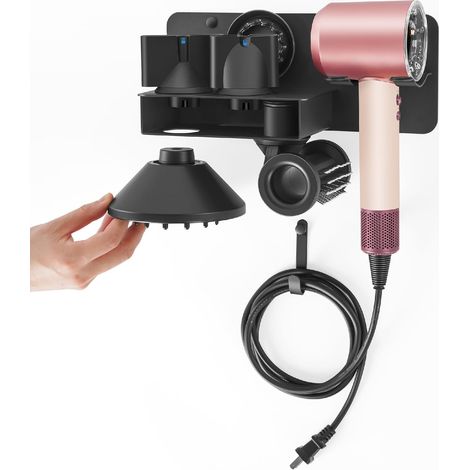Soporte de pared metálico sin necesidad de taladrar para secador de pelo, compatible con Dyson Supersonic Nural.