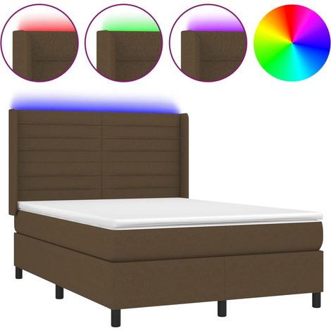 Maison Exclusive - Boxspringbett mit Matratze & LED Dunkelbraun 1