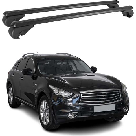 OMAC Aluminium Dachträger Querträger für Infiniti QX70 2014-2017 – TÜV / DIN 75302:2019 – Abschließbar – Max. 75 kg – 2 Stangen Schwarz (1/5)