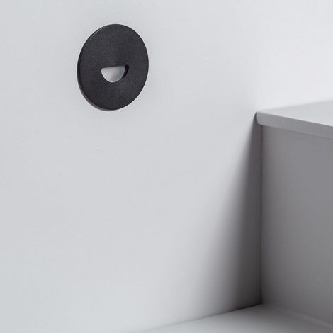 LED-Wandeinbauleuchte Aussen 2W Rund Schwarz Guell 2700K Warmweiß