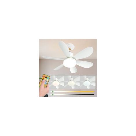 Lot de 2 ventilateurs de plafond avec éclairage 52 cm avec lumière LED dimmable – Télécommande – 3 vitesses – Douille E27 – Installation rapide sans outils