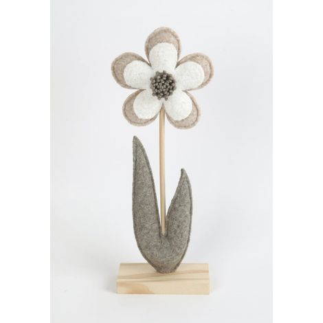 TrendLine Aufsteller Holz Blume 32 x 5 x 11 cm grau-weiß Figuren