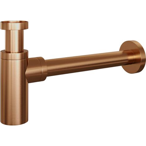 Siphon de lavabo en laiton – Cuivre brossé PVD – Longueur 40cm – Filetage 1" pour installation facile