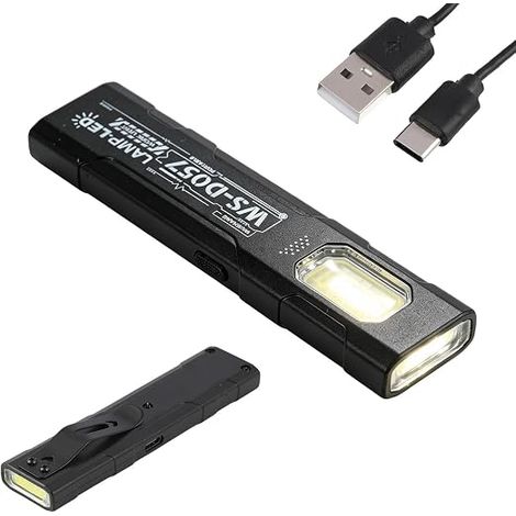Mini Lampe de Poche LED Rechargeable, 550 Lumens Ultra-Lumineuse avec Aimant & Clip – Double COB (Ronde + Carrée), Type-C, Stroboscope, Légère pour Extérieur & Travail (1/5)