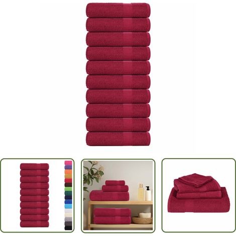 vidaXL Duschtücher 10Stk. Bordeauxrot 70x140cm 360 g/m² 100% Baumwolle (1/5)
