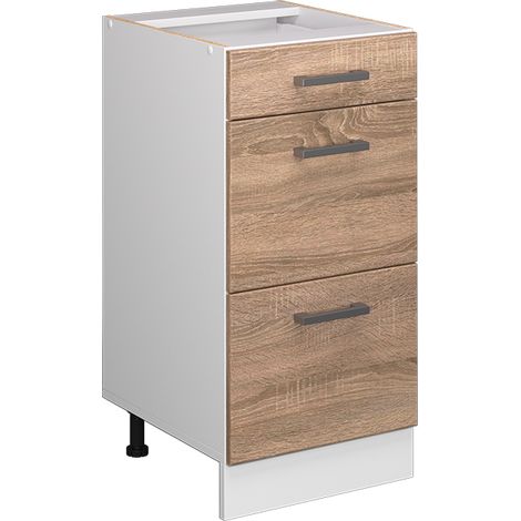 Mueble bajo de cocina R-Line, Sonoma, 40 cm con cajones, sin encimera, Vicco