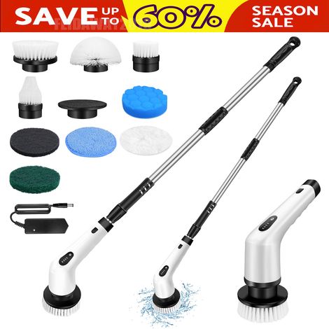Electric Spin Scrubber Turbo Scrub Cleaning Brush Cordless Chargeable 10x Heads (1/5)
