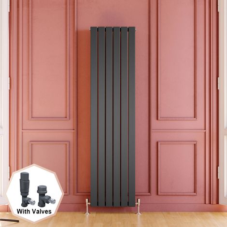 ELEGANT Central Heating Radiator Vertical 1800x456mm Designer Anthracite Double Flat Panel + Thermostatic Radiator Valves (1/5)