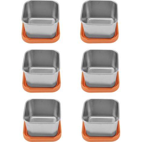 6er-Pack Saucenbecher aus Edelstahl 304, auslaufsicher, geeignet für Salatdressings, Mittagessen, Picknick und Reisen, orange (1/5)