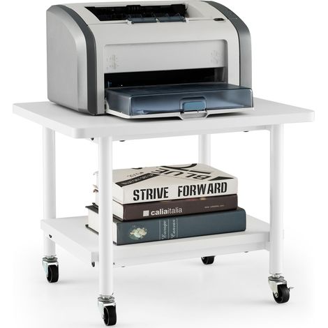 Costway – Support d'imprimante à 2 niveaux – Étagère de rangement 49x40x38cm – Capacité 55kg – 4 roulettes dont 2 verrouillables – Plateau étanche et résistant (1/5)