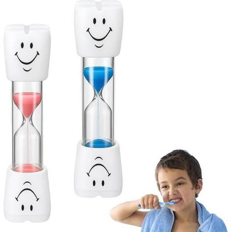 2 Sablier,3 minutes,PVC et verre,Surface plane,Brossage dents et jeux,Enfants (1/5)
