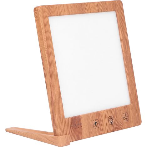 Lampe de luminothérapie sans UV, spectre complet 10000 Lux, lumière du jour réglable avec minuterie, contrôle tactile, lampe de bonne humeur en bois + câble Type-C (1/5)