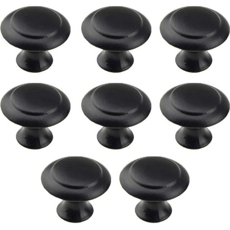 MINKUROW 8 runde Schranktürknöpfe, gebürsteter Edelstahl, Pilzform, Schubladengriffe für Küchenschränke, Kommode (schwarz)