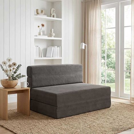 Sofá Cama Plegable Gris oscuro 100 x 80 x 60 cm Tela