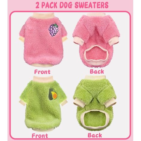 Pull pour chiot - Convient aux petits chiens, facile à enfiler et à retirer, chaud en hiver (taille XL) - Lot de 2, rose + vert