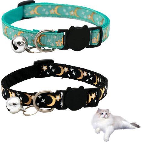 2pièces Colliers pour Chat avec Cloche,Réglable Réfléchissant Collier pour Chat,Collier Chats,avec Clochette et Boucle de Sécurité,pour Chatons et Petits Chien (1/5)