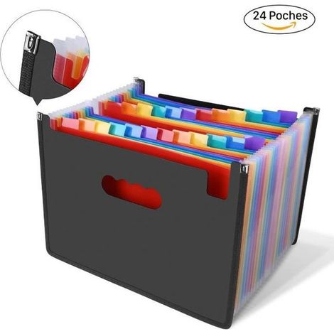 Trieur à Soufflets Classeur Rangement Papier Chemise Trieur Plastique A4 Documents Extensible Avec 24 Compartiments (1/3)