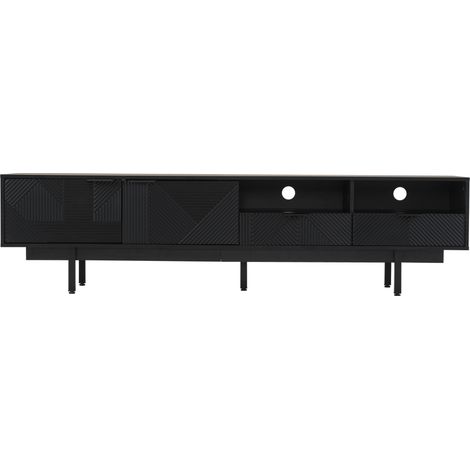 Mueble TV moderno negro 200x40x51 cm con diseño geométrico y almacenaje (1/5)