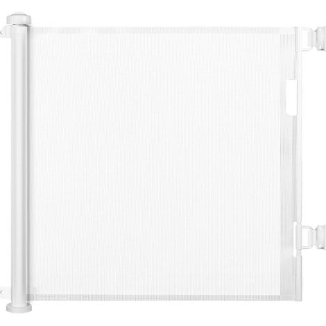 Barrera de Seguridad Retráctil para Escaleras para Bebés, Niños y Perros, 0-150 cm de Ancho, Barrera de Seguridad para Bebés Ampliable, Vallas para Escaleras, Pasillos, Interiores y Exteriores (Blanco (1/4)