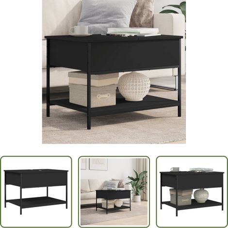 Table basse métal - Table basse noir 70x50x50 cm bois d'ingénierie et métal (1/5)