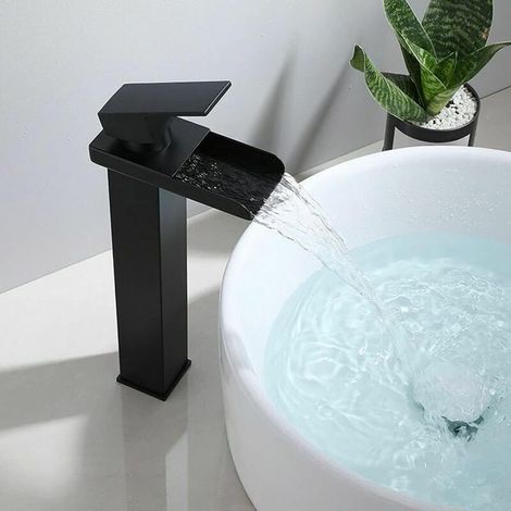 Robinet Salle de Bain Robinet Lavabo Noir Mat Mitigeur Lavabo pour Vasque à Poser Mélangeur Lave Main Acier Inox Anti-oxydation sans Plomb (1/4)