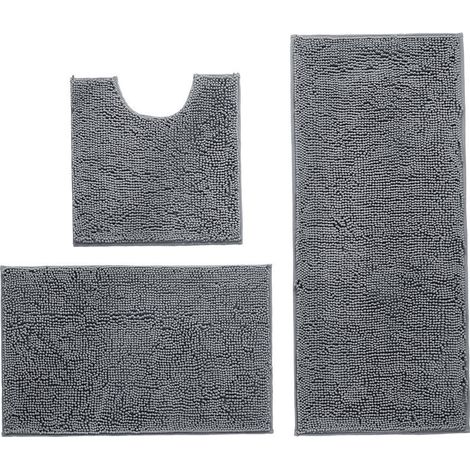 Lot de 3 Tapis de Bain Antidérapants - Microfibre Absorbante et Lavable - 40x60 + 50x50 + 50x80 cm (1/3)