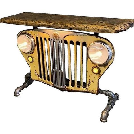 Table industrielle Steampunk - jaune - dimensions 15 x 7 x 15 cm (1/5)