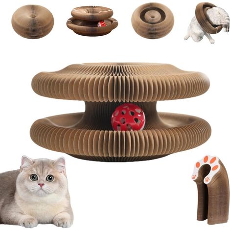 1er-Pack – Faltbarer Katzenkratzbaum – Robust und bruchfest – Katzenspielzeug gegen Langeweile und zur Unterhaltung – Kratzbaum aus Wellpappe – Katzenzubehör – Katzenspielzeug