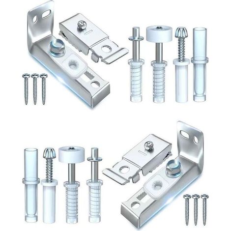 Lot de 2 kits de quincaillerie pour porte pliante avec rail de guidage en acier inoxydable et nylon pour placard coulissant, armoire (1/5)