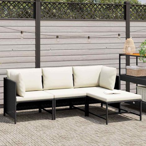 Maison Exclusive - 4-tlg. Garten-Sofagarnitur mit Auflagen Schwar (1/5)