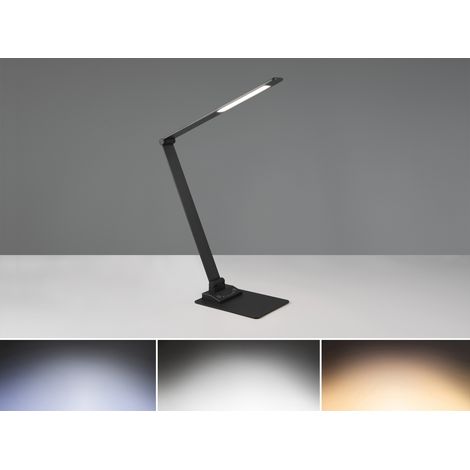 LED Schreibtischleuchte TRAVIS mit USB Ladefunktion, Schwarz, Höhe 71cm (1/5)