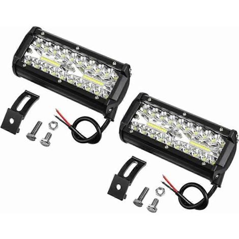 2 barres lumineuses à 7 LED, 400 W, triple rangée de 40 LED, projecteur de travail 13 200 lm, 12 V/24 V, feux de brouillard pour camions tout-terrain, 4x4 et quads. (1/5)