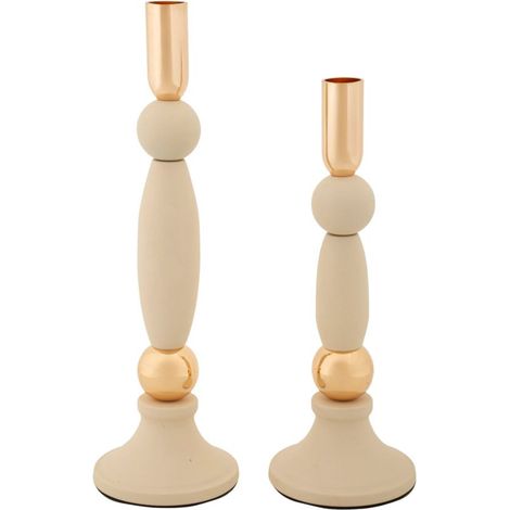 Portacandele in metallo crema, Ø9,5x25-9,5x30 cm – Strek (1/5)