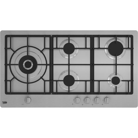 Placa de cocina empotrada Beko HIML 95225 SXE de 90 cm, 5 fuegos, acero inoxidable