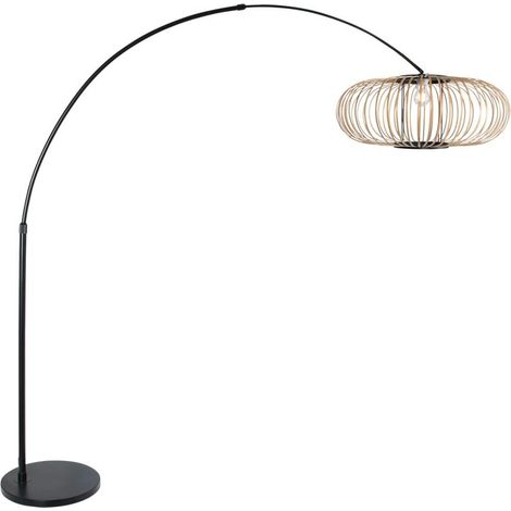 Lampe à arc noir Sparkled Light avec une teinte en bambou Ø60 cm - 4562ZW (1/3)