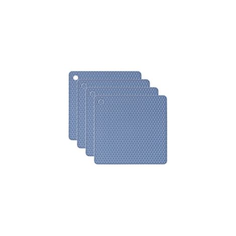 Lot de 4 dessous de plat en silicone antidérapant, réutilisables, résistants à la chaleur – bleu nordique (1/5)